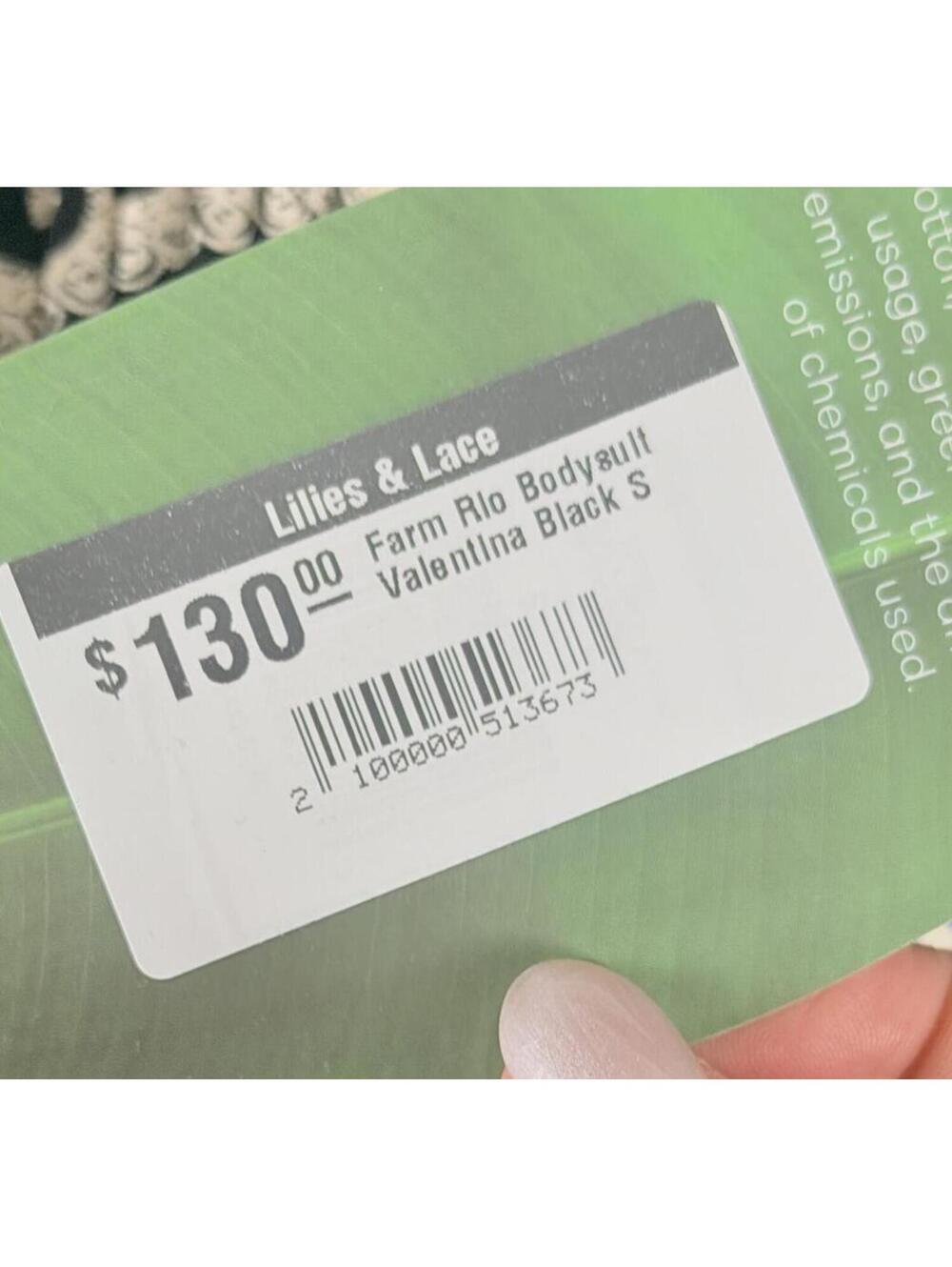 NWT! FARM Rio Valentina Black Floral Paisley Ribbed Long Sleeve Bodysuit Size‎ S - Picture 6 of 9